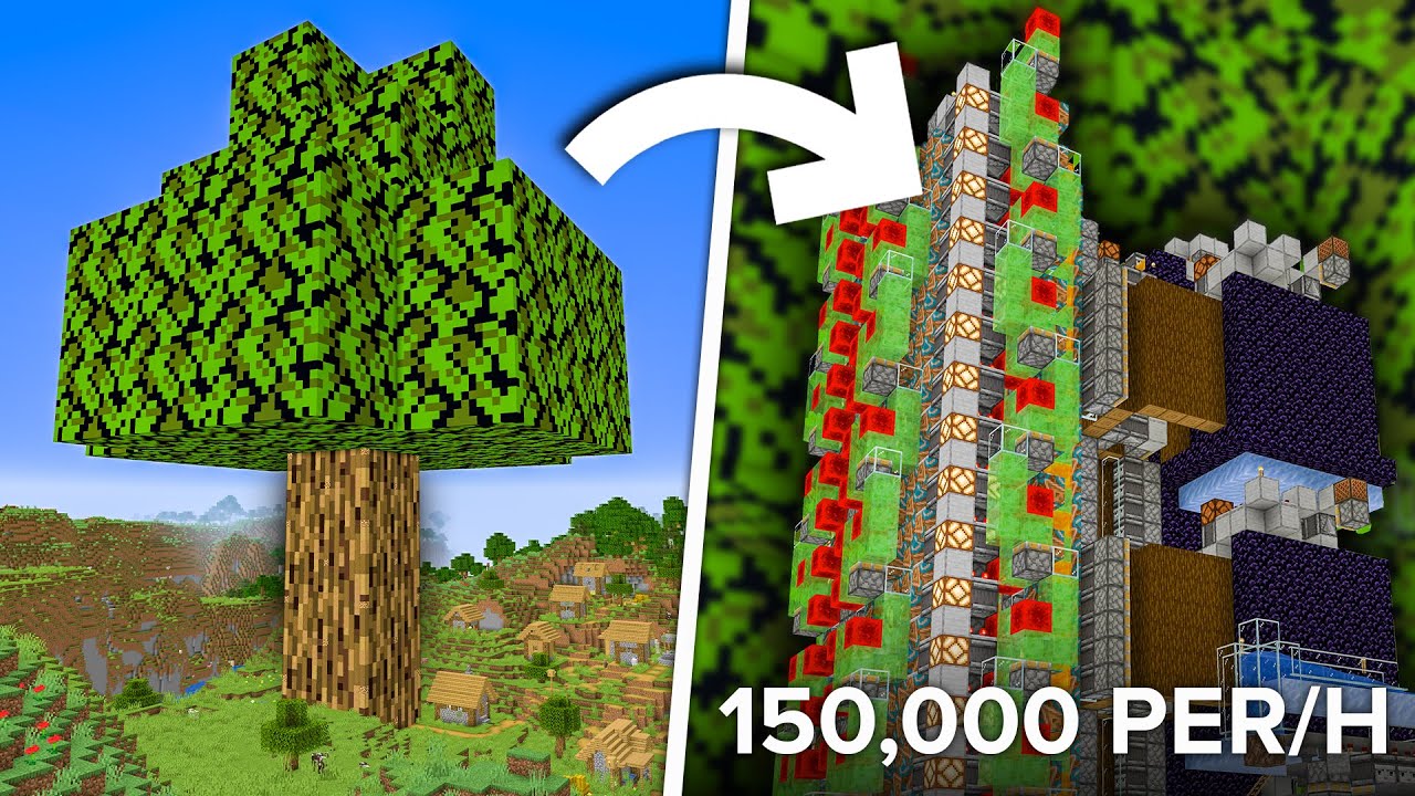 I Built a Wood Farm Inside The BIGGEST Tree In Survival Minecraft - YouTube