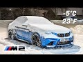 Bmw m2 cold start  pov drive in heavy snow 5c  23f