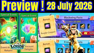 Tomorrow Reset 28 July 2026 Update Lords Mobile! Previews Monster , Packs, Events