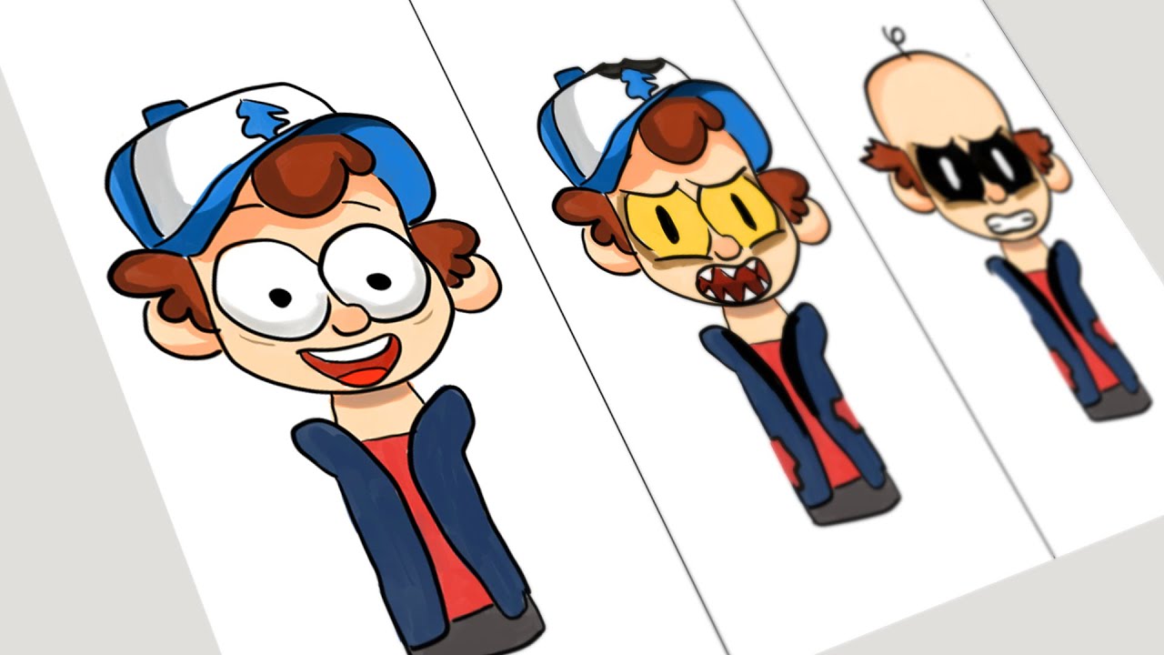 Drawing Sprunki OC Dipper Pines All Phase: From stage 1 to stage 3 