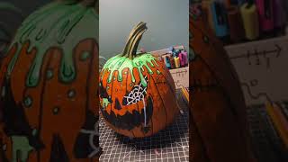 Customizing a Halloween Pumpkin with Posca markers! Satisfying art (#shorts)