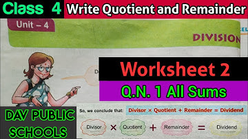 DAV class 4 maths chapter 4 Division worksheet 2 Q.N. 1 all sums