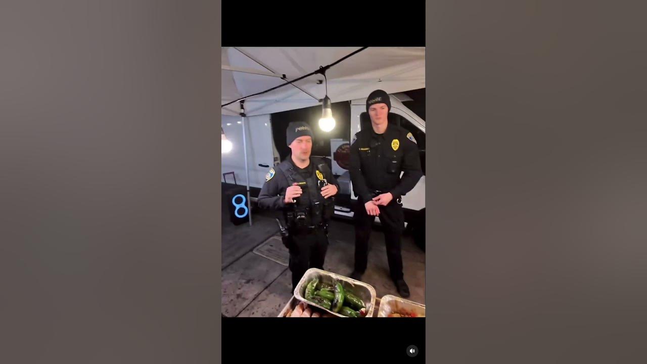 Man Selling Hotdogs On street to Police officers #hotdog #police #streetfood
