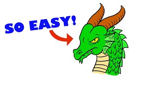 how to draw a dragon head easy step by step for beginners easy version simple drawings