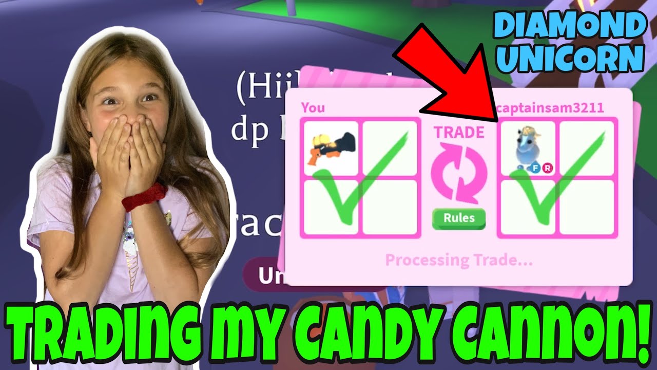 Trading A Legendary Candy Cannon In Adopt Me I Got A Diamond Unicorn Youtube - i got my 5th candy cannon roblox adopt me youtube