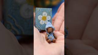 Miniature Teddy bear in clothes •  Cute bears Toy art Miniaturist Artist Paiting Mini Teddies Tiny