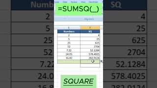 Square &amp; Add Numbers Instantly! Excel SUMSQ Trick by MYB Office #Shorts