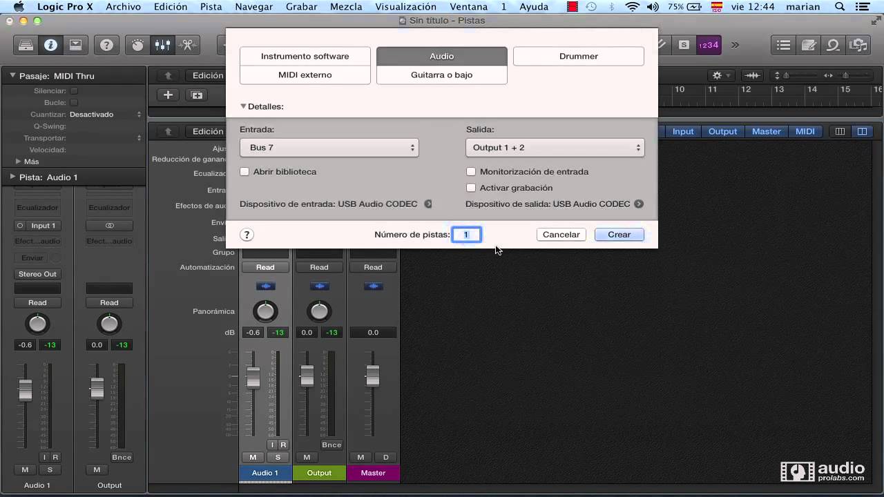 Logic Pro tutorial en español Opciones de monitorización de audio