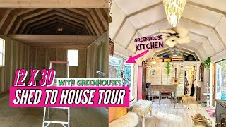 12’x30’ Off Grid Shed to House w/ EPIC Greenhouse Additions - You’ll Fall in Love!