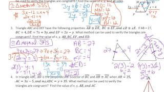 Module 3, 5, 6 Notes 3: Congruent Triangles and Algebra