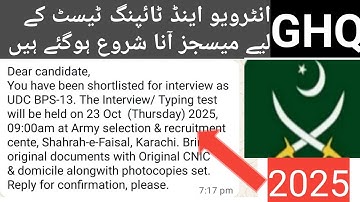 GHQ Written Test Preparation 2025!!GHQ Calls For Interview And Typing Test 2025