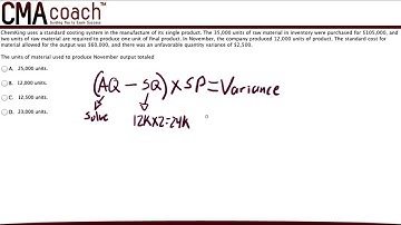 CMA Exam Part 1 - Material Quantity Variance Analysis