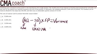 CMA Exam Part 1 - Material Quantity Variance Analysis