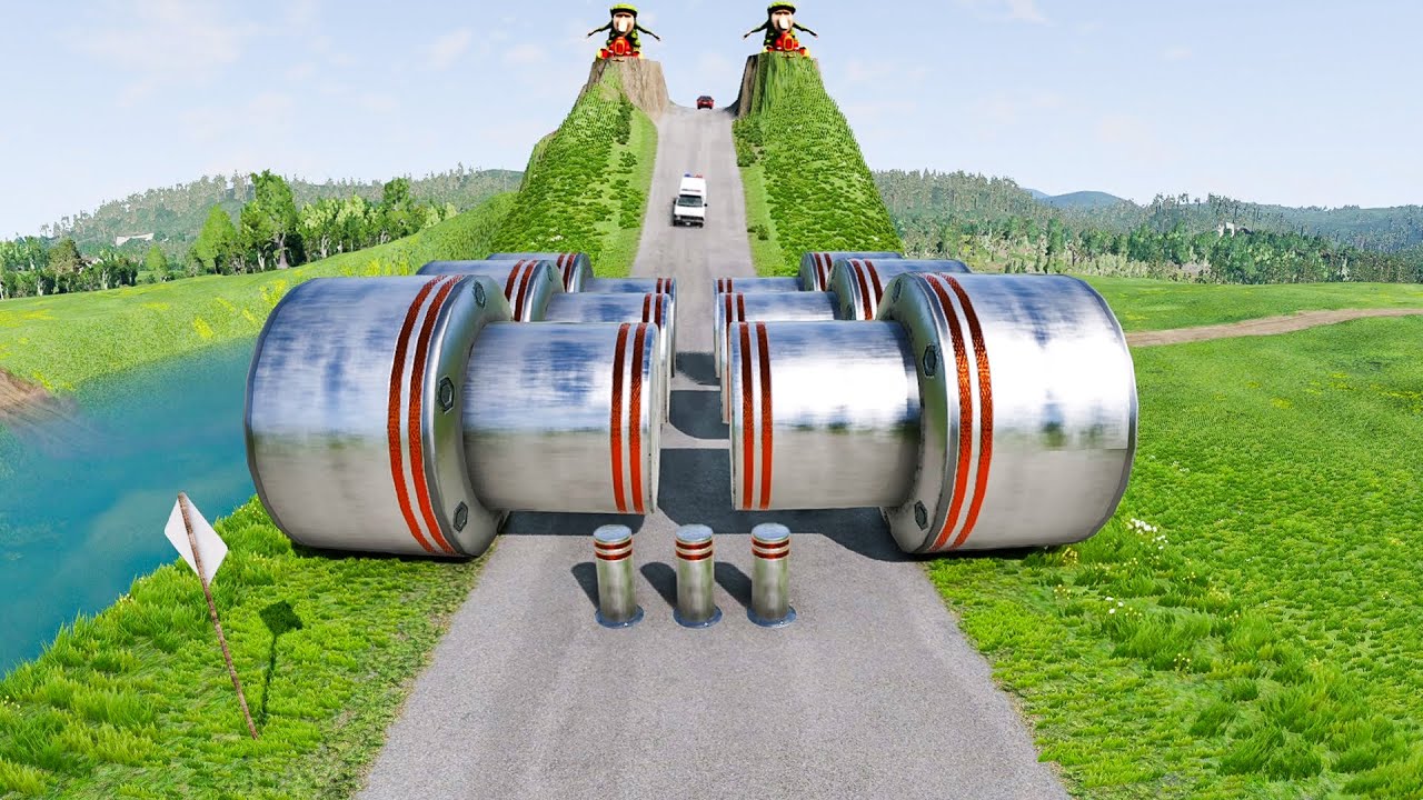 BeamNG Drive Crash Test – Cars & School Bus vs Security Bollards