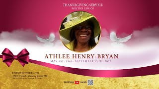 Community Worship Center | Memorial Service for Athlee Henry-Bryan | October 12, 2025