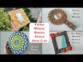 4 Easy DIY Mirror Border Design Using Mouldit Clay | Vintage Mirror | Peacock Feather Lippan Art🪞🌹🦚🎨