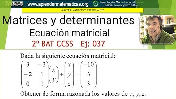 Ecuación matricial que se transforma en sistema de ecuaciones lineales. CCSS2 37. José Jaime Mas