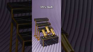0% vs 100% Soft Golden Cylinders | 3DCG Soft Physics Simulation