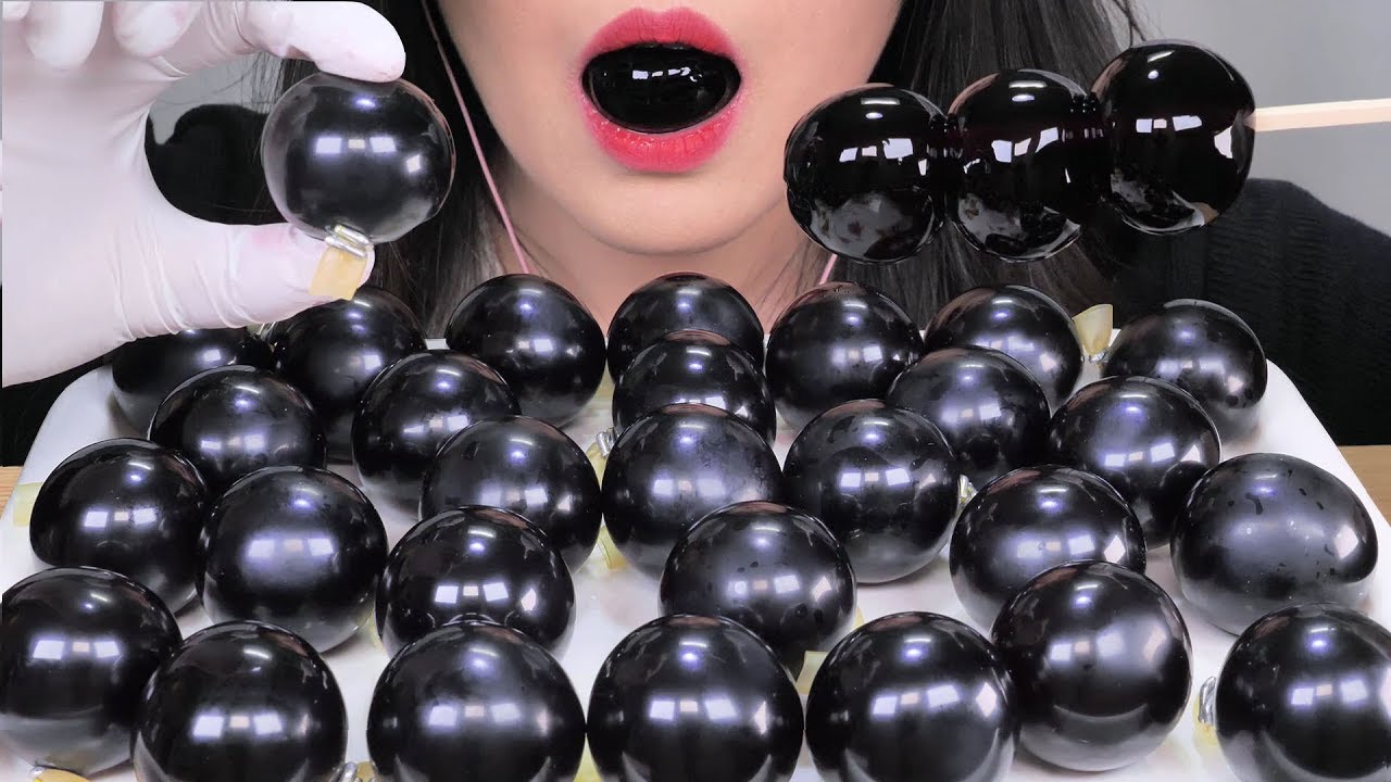 ASMR BLACK GRAPE JELLY Kyoho Jelly 쿄호젤리 먹방 咀嚼音巨峰玉ゼリーを食べる NO TALKING MUKBANG