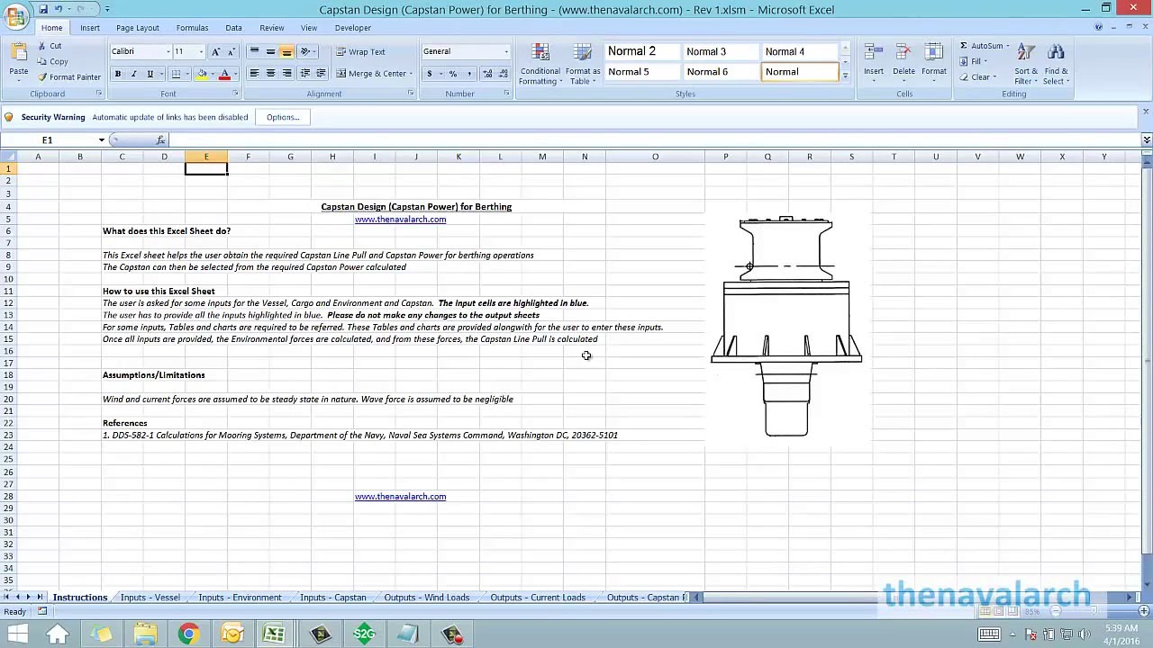 Capstan Design (Capstan Power) for Berthing