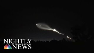 The launch of spacex falcon 9 rocket created a shining, billowing
streak that was widely seen throughout southern california and as far
away phoenix, ...