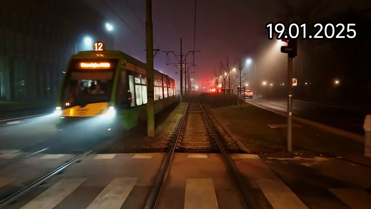 Relaxing Tram Cabview | Foggy Night Ride Through the City Lights