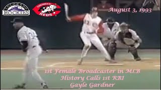 Gayle Gardner - 1st Female Broadcaster in MLB History (Rockies vs Reds, 8/3/1993)