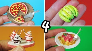 Diy 6 Comidas  en miniatura para Barbie pizza pasta banana helado sunday y más facil hacer