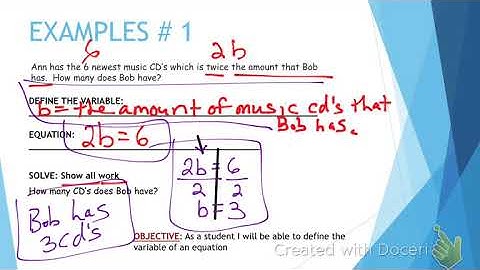 Equation Word Problems with defining variables