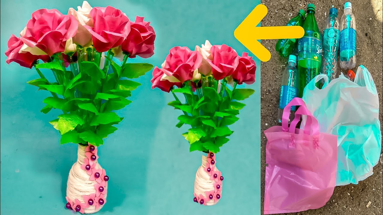  cara  membuat  bunga mawar  dari  botol plastik bekas  dan 