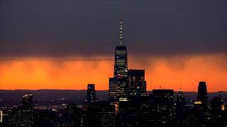Spring Sunset Over The New York City Skyline Seen From Skyfoxhd