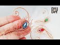 Peacock feathers | Earcuff | Decoration | Crystal Droplets | Stone with hole | How to do | DIY 594