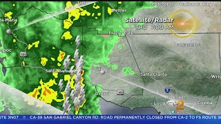 Lightning, rain moves into southern california area