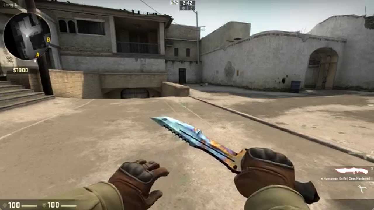 cs go huntsman knife case hardened pretty blue blue gem
