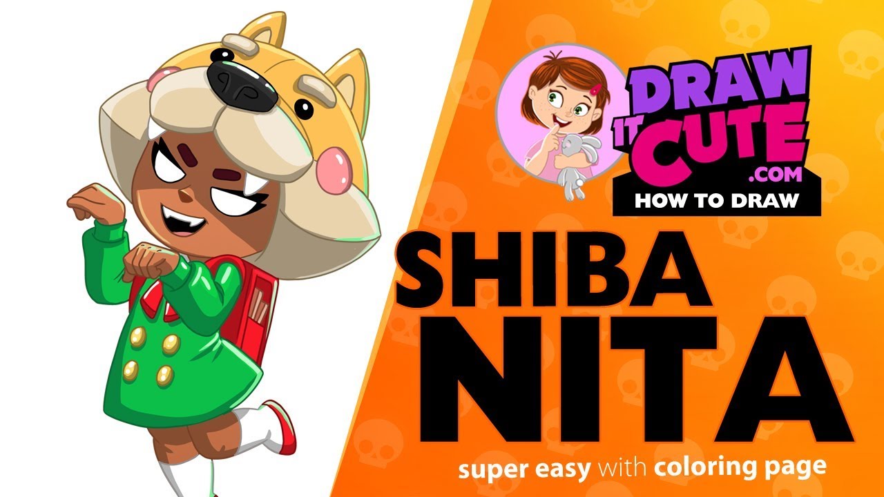 How To Draw Shiba Nita Brawl Stars Super Easy Drawing Tutorial With A Coloring Page Youtube