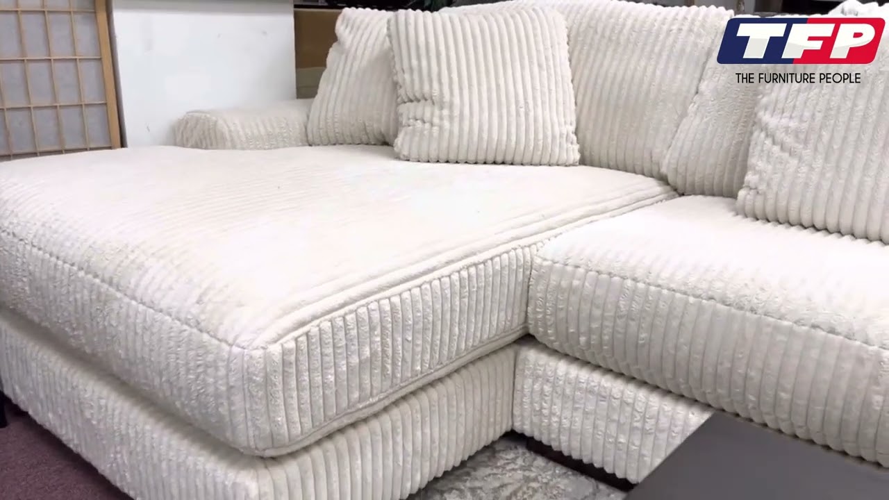 2 Seater with Chaise anti-sag Fabric Sofa - Lambina | The Furniture People