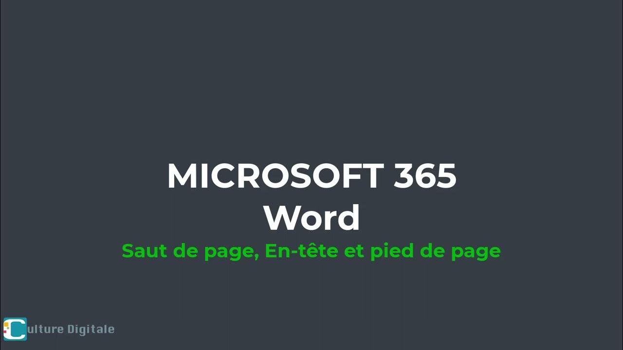 7 Gestion des sauts de page et des Entêtes et pieds de page YouTube