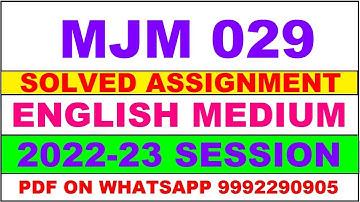 mjm 29 solved assignment 2022-23 | mjm 29 solved assignment in english 2022-2023 | mjm 29 2023