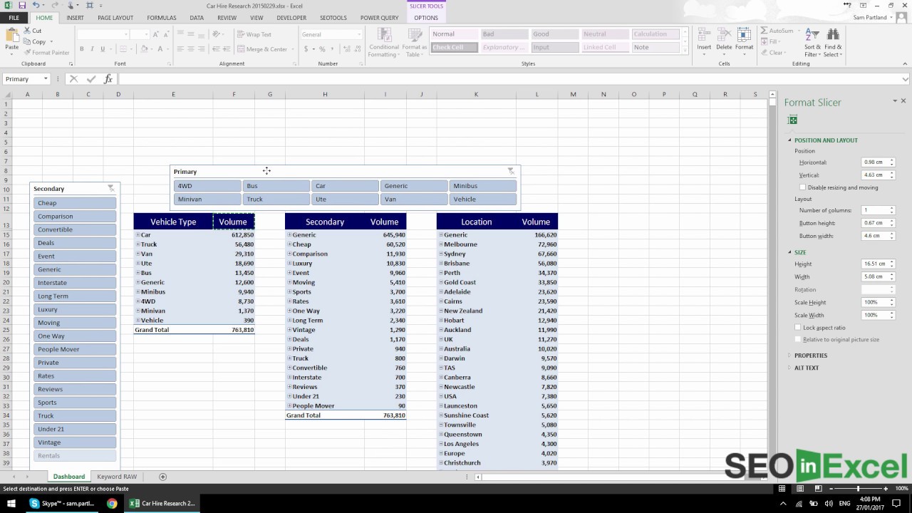 Excel Seo Building A Keyword Research Dashboard In Excel Youtube