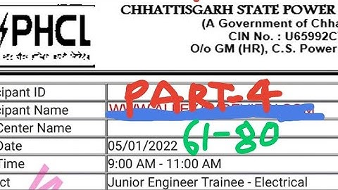 CSPHCL Part-4 Junior Engineer Trainee Electrical Solve paper 05/01/2022 Solution
