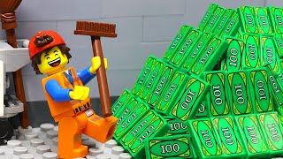 Lego City Bank Robbery: Secret Tunnel Of Cleaning Man | Lego Stop Motion screenshot 2