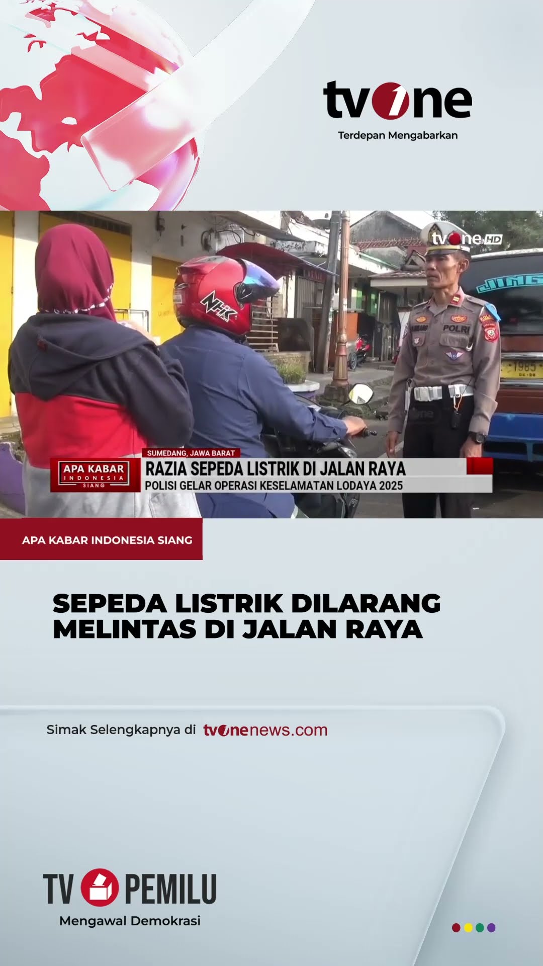 Satlantas Polres Sumedang Gelar Razia Sepeda Listrik | tvOne