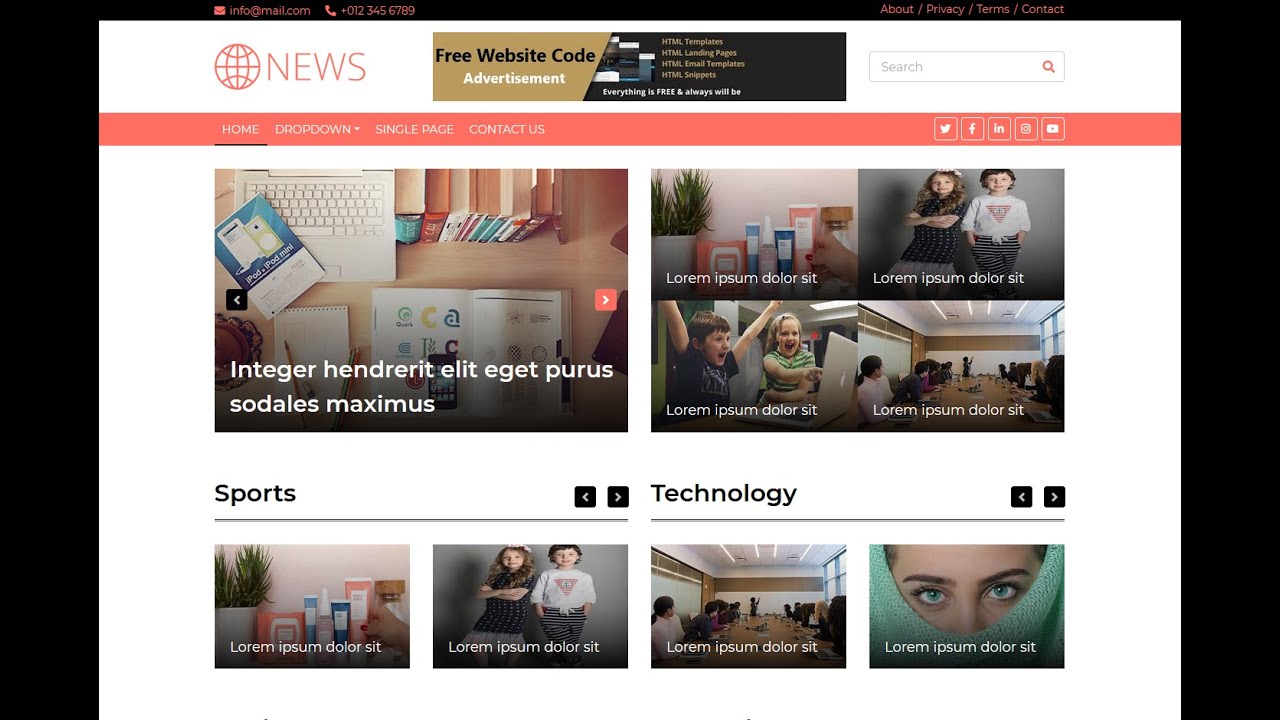 Magazine News - Blog - News Portal Website Design - HTML - CSS - JS ...