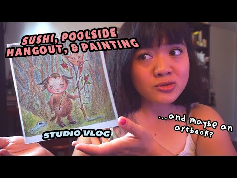 studio vlog | 🍣 Sushi, poolside hangout🛟, and maybe an artbook? 🎨