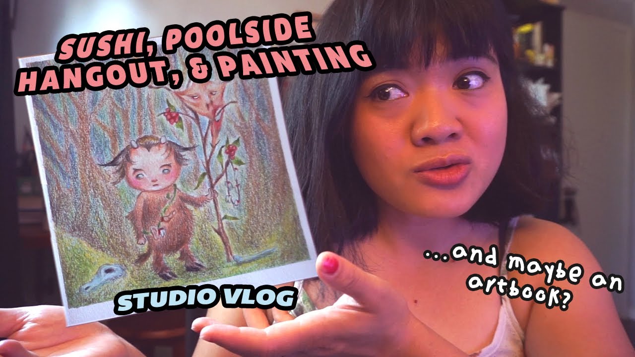 studio vlog | 🍣 Sushi, poolside hangout🛟, and maybe an artbook? 🎨
