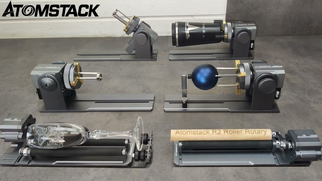 Atomstack R1 Pro Multi-function Chuck and Roller Rotary for Laser Engraver  - MechBlock