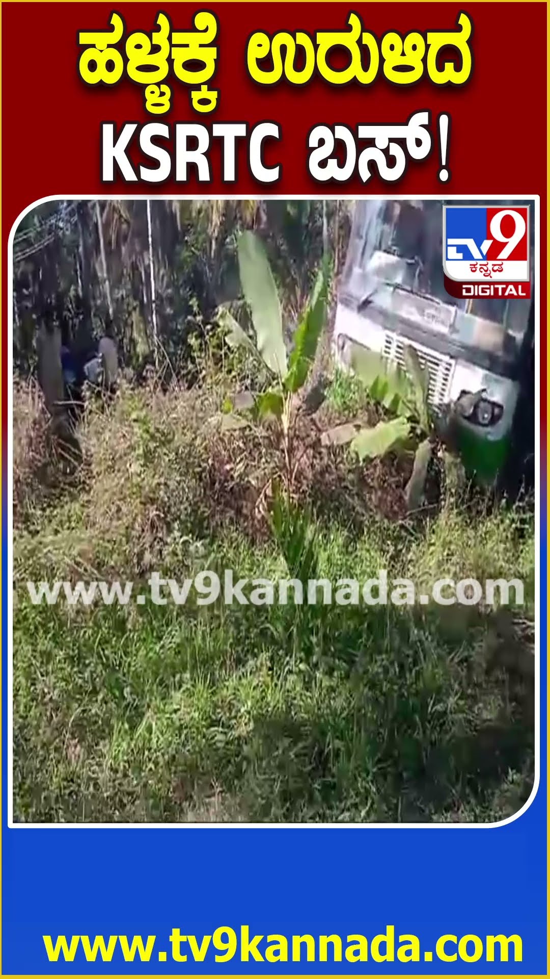 KSRTC Bus accident: ಚಾಲಕನ ನಿಯಂತ್ರಣ ತಪ್ಪಿ ಹಳ್ಳಕ್ಕೆ ಉರುಳಿದ KSRTC ಬಸ್  | #TV9D