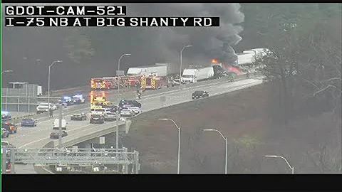 Fiery wreck shuts I-75 North in Cobb County