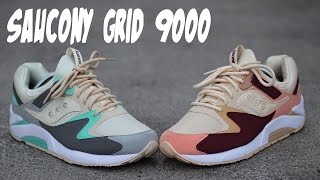 saucony grid 9000 mint on feet