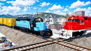 Train vs Train vs Crossing Tracks #5 and Cars vs Train - BeamNG.Drive screenshot 4